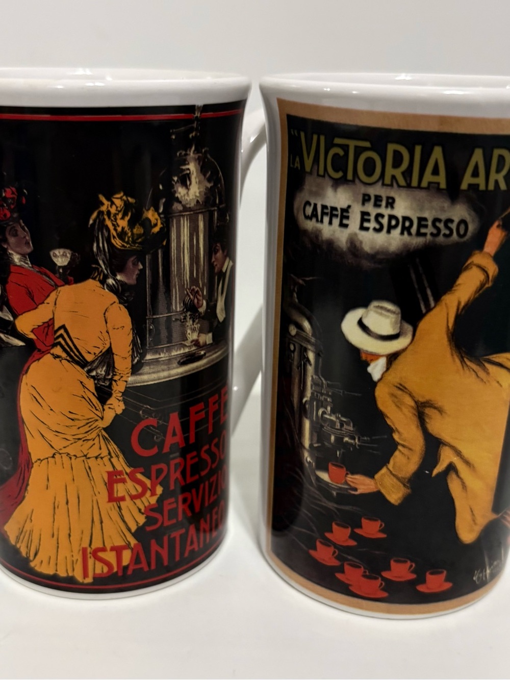 Vintage Cafe Arte By Westwood Caffe Expresso Ceramic His & Hers Mugs